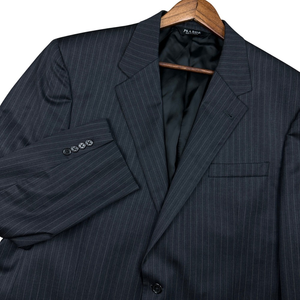Jos A Bank Signature Blazer Mens Charcoal Grey Pinstripe Wool Suit Jacket 46L